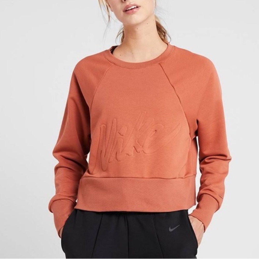 Nike‎ Dri-Fit Get Fit Lux Embossed Cropped Sweatshirt Training Crewneck Size XS